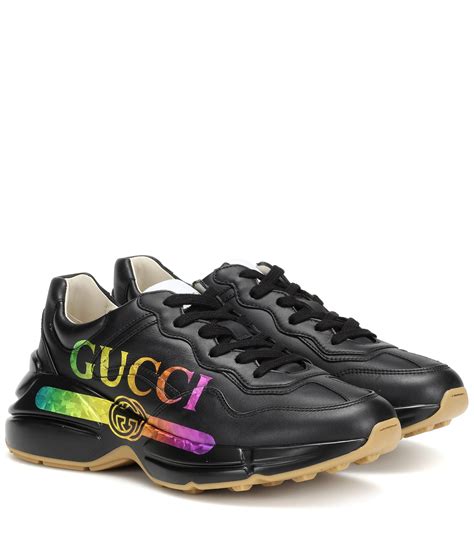 gucci white and black shoes|Gucci black leather sneakers.